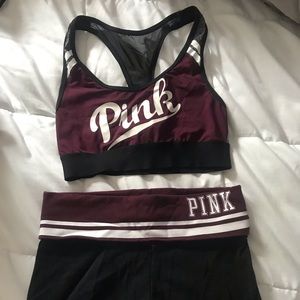 TWO-PIECE PINK SPORTS BRA + SHORTS